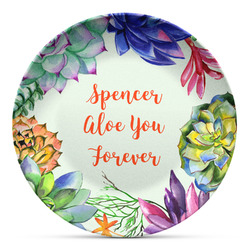 Succulents Microwave Safe Plastic Plate - Composite Polymer (Personalized)
