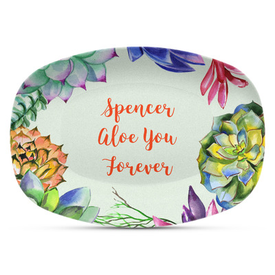 Succulents Plastic Platter - Microwave & Oven Safe Composite Polymer (Personalized)