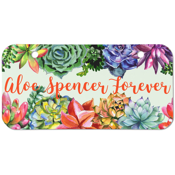 Succulents Mini Bicycle License Plate - Two Holes