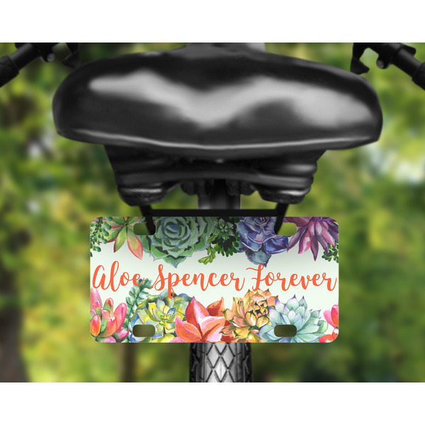 Succulents Mini License Plate on Bicycle