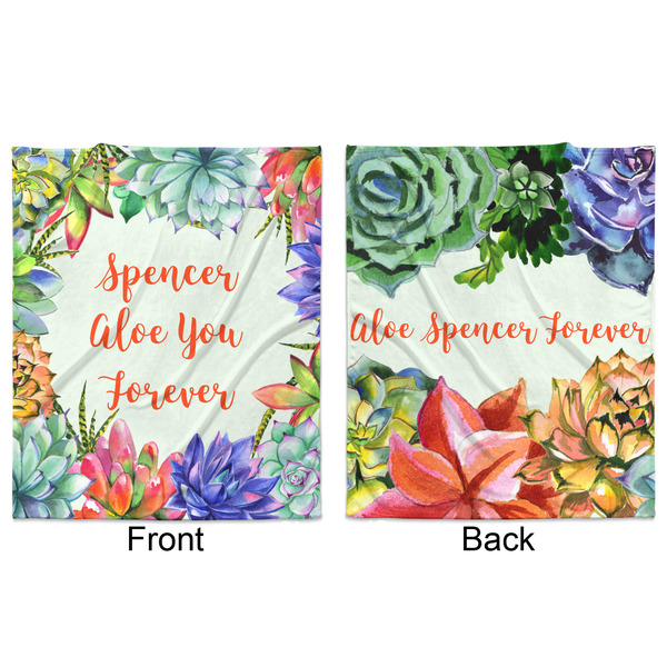 Succulents Minky Blanket - 50"x60" - Double Sided - Front & Back