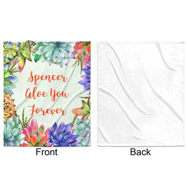 Succulents Minky Blanket - 50"x60" - Single Sided - Front & Back