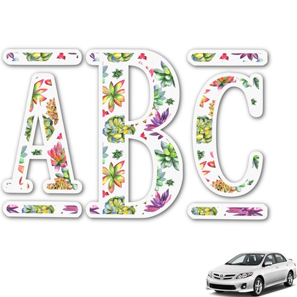 Custom Succulents Monogram Car Decal (Personalized)