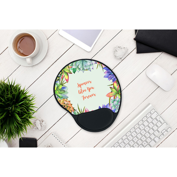 Succulents Mouse Pad with Wrist Rest - LIFESYTLE 1