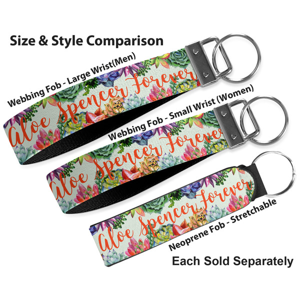 Succulents Multiple Key Ring comparison sizes