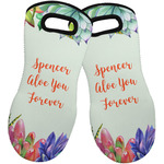 Succulents Neoprene Oven Mitts - Set of 2 w/ Name or Text