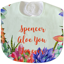 Succulents Velour Baby Bib w/ Name or Text