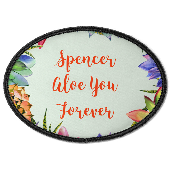Custom Succulents Iron On Oval Patch w/ Name or Text