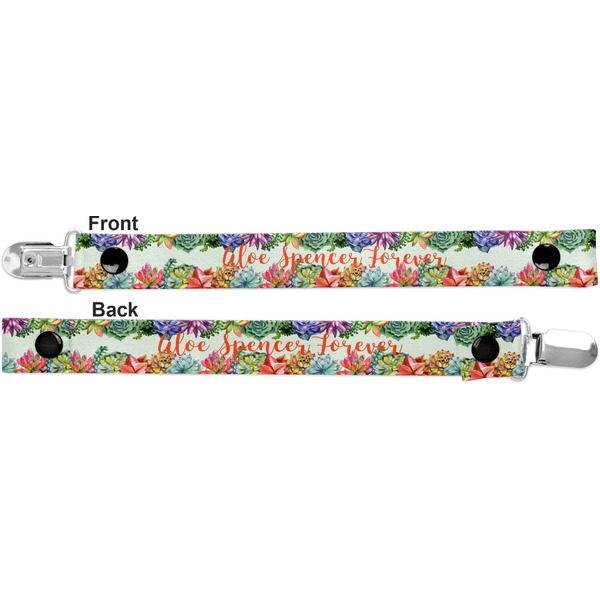 Succulents Pacifier Clip - Front and Back