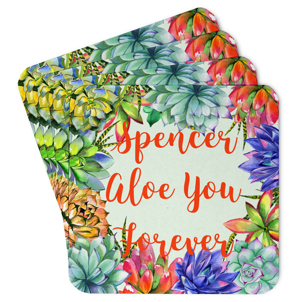 Custom Succulents Paper Coasters w/ Name or Text