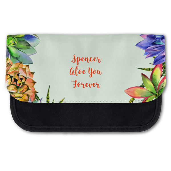 Custom Succulents Canvas Pencil Case w/ Name or Text
