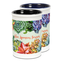 Succulents Ceramic Pencil Holder - Large