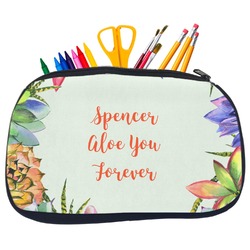 Succulents Neoprene Pencil Case - Medium w/ Name or Text