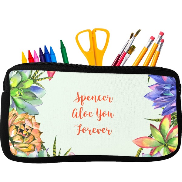 Custom Succulents Neoprene Pencil Case (Personalized)