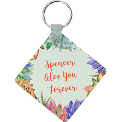 Succulents Diamond Plastic Keychain w/ Name or Text