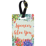 Succulents Plastic Luggage Tag - Rectangular w/ Name or Text