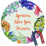 Succulents Round Fridge Magnet (Personalized)