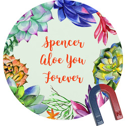 Succulents Round Fridge Magnet (Personalized)
