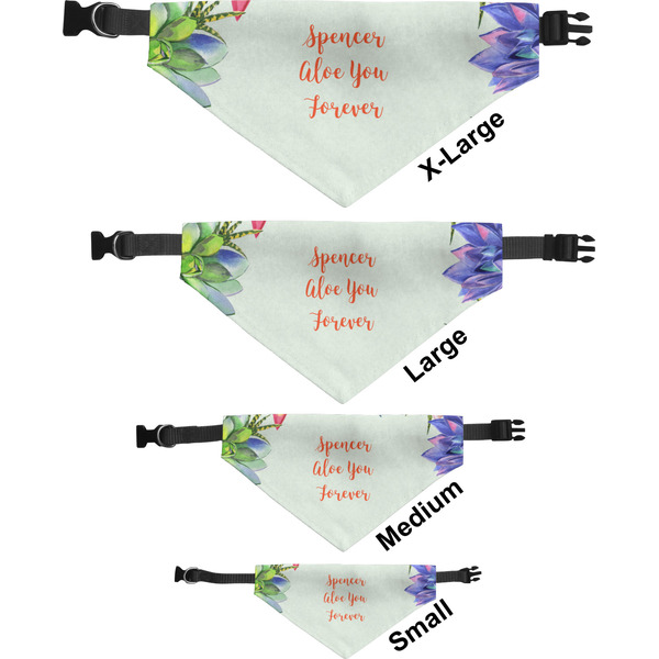 Succulents Pet Bandana Sizes