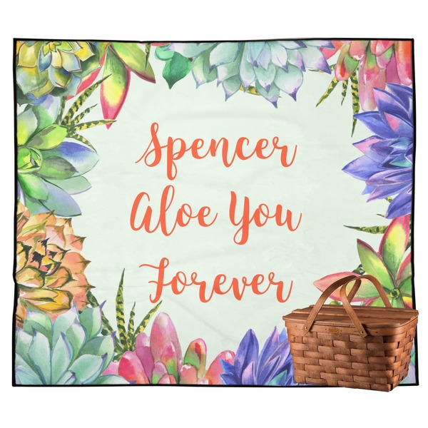 Custom Succulents Outdoor Picnic Blanket (Personalized)