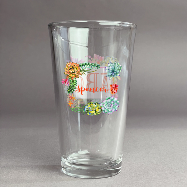 Custom Succulents Pint Glass - Full Color Logo (Personalized)