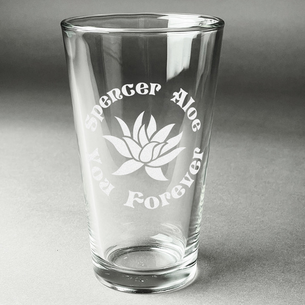 Custom Succulents Pint Glass - Engraved (Single) (Personalized)