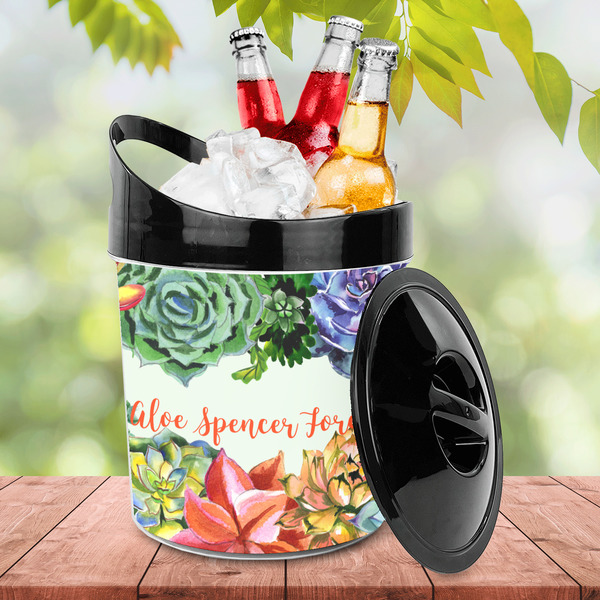 Succulents Plastic Ice Bucket - LIFESTYLE