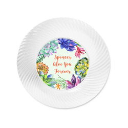 Succulents Plastic Party Appetizer & Dessert Plates - 6" (Personalized)