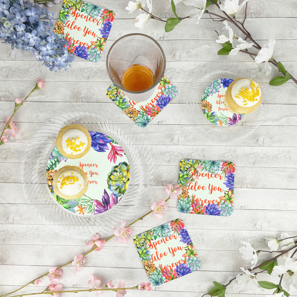 Succulents Plastic Party Appetizer & Dessert Plates - In Context