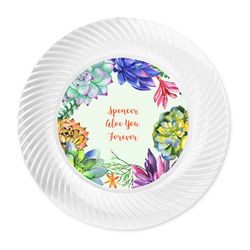 Succulents Plastic Party Dinner Plates - 10" (Personalized)