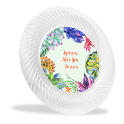 Succulents Plastic Party Dinner Plates - 10" (Personalized)