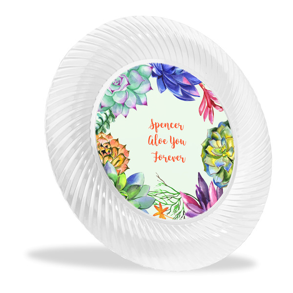 Custom Succulents Plastic Party Dinner Plates - 10" (Personalized)