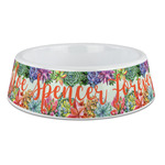 Succulents Plastic Dog Bowl - Large (Personalized)