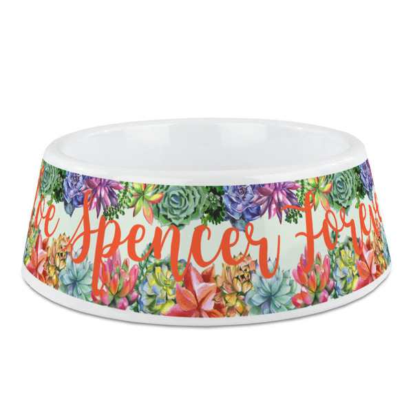 Custom Succulents Plastic Dog Bowl - Medium (Personalized)