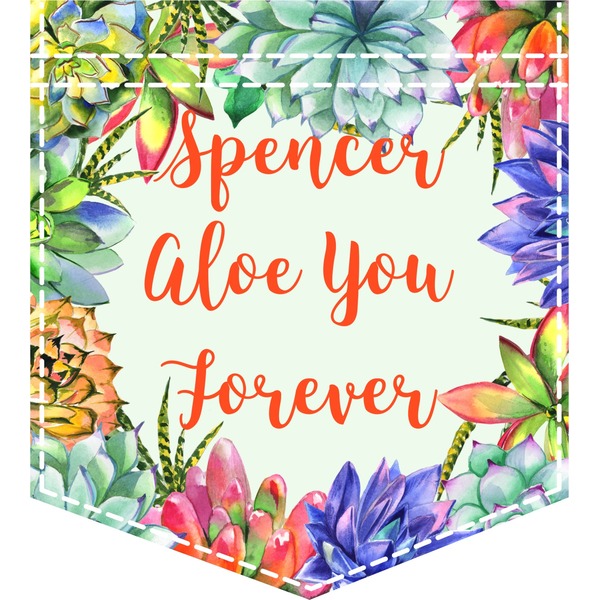 Custom Succulents Iron On Faux Pocket (Personalized)