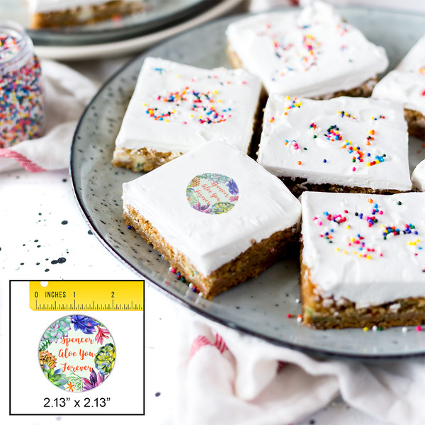 Succulents Printed Icing Circle - Small - In Context