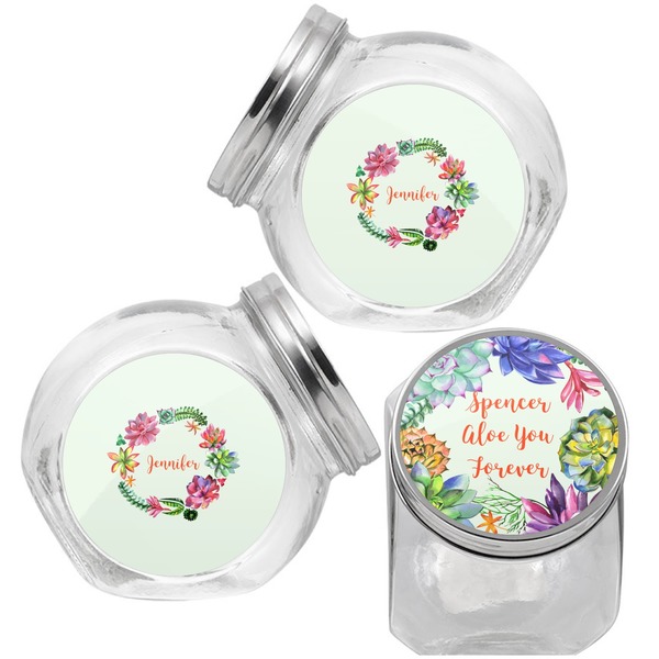 Succulents Puppy Treat Jar - Top Left Right