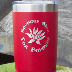 Succulents 20 oz Stainless Steel Tumbler - Red - Single Sided (Personalized)