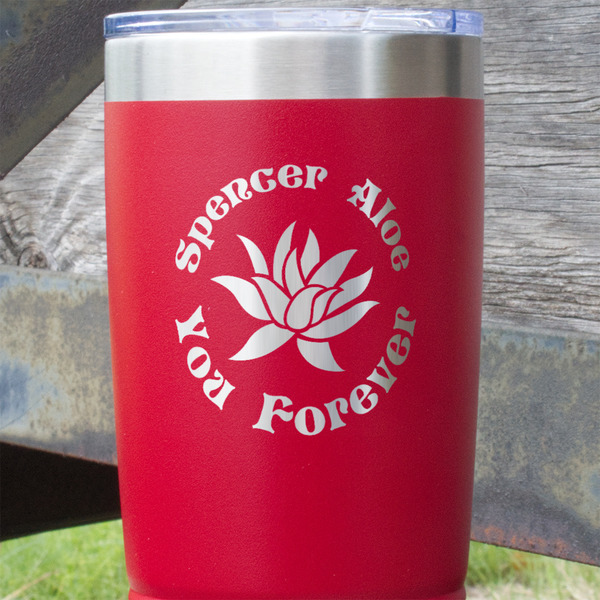 Succulents Red Polar Camel Tumbler - 20oz - Close Up