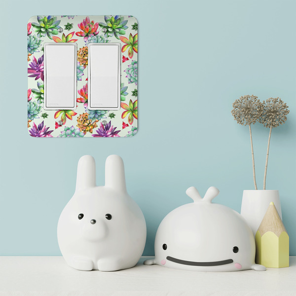 Succulents Rocker Light Switch Covers - Double - IN CONTEXT