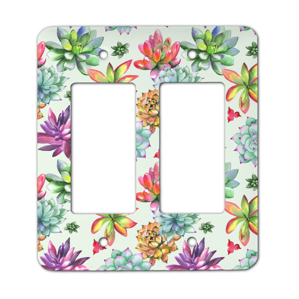 Custom Succulents Rocker Style Light Switch Cover - Two Switch