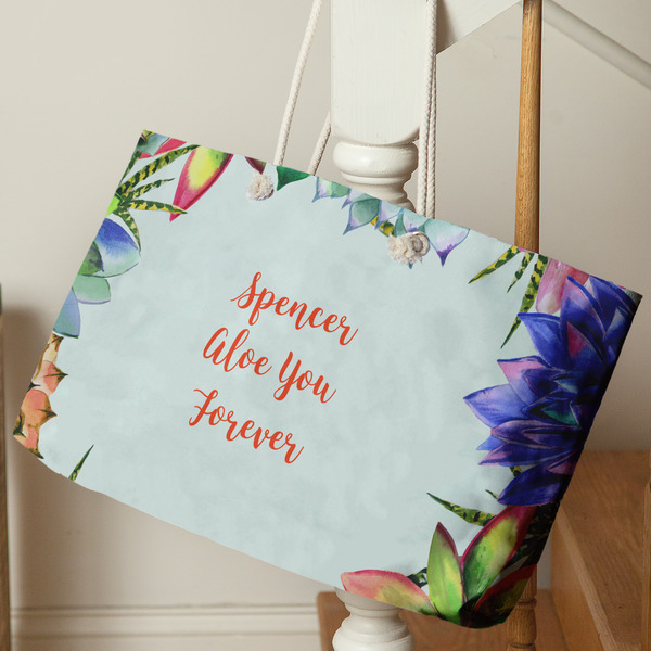 Succulents Large Rope Tote - Life Style