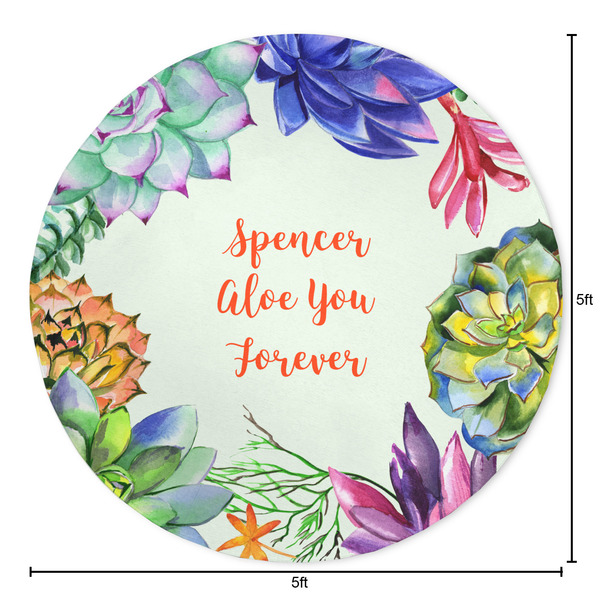 Succulents Round Area Rug - Size