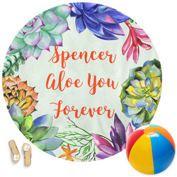 Succulents Round Beach Towel (Personalized)