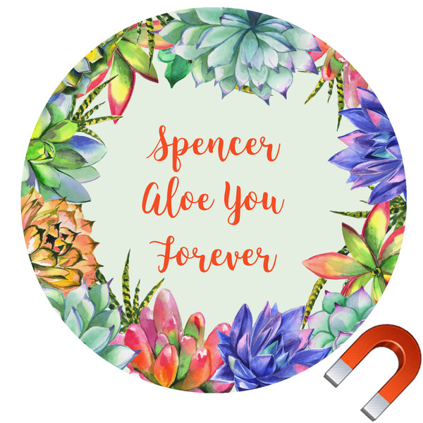 Custom Succulents Round Car Magnet - 10" (Personalized)