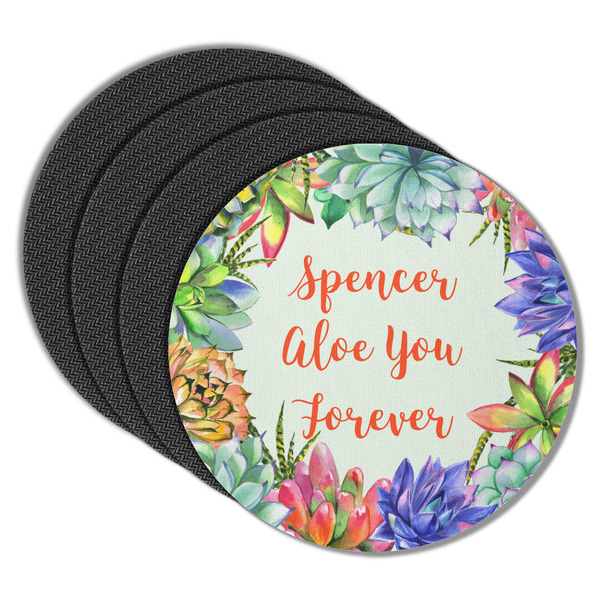 Succulents Round Coaster Rubber Back - Main