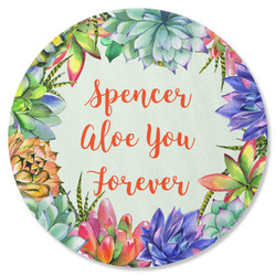 Succulents Round Rubber Backed Coaster (Personalized)