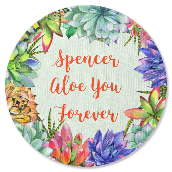 Succulents Round Coaster Rubber Back - Single