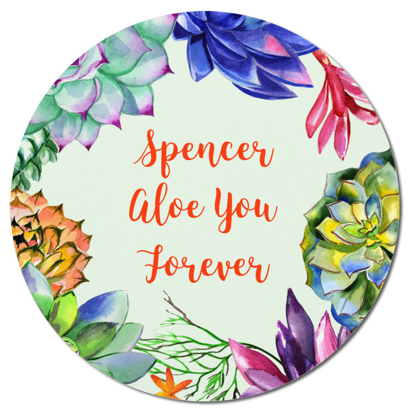 Succulents Round Fridge Magnet - FRONT