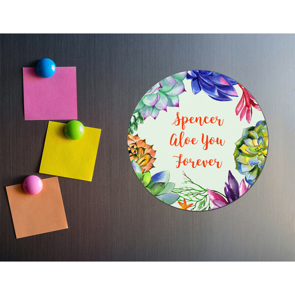 Succulents Round Fridge Magnet - LIFESTYLE